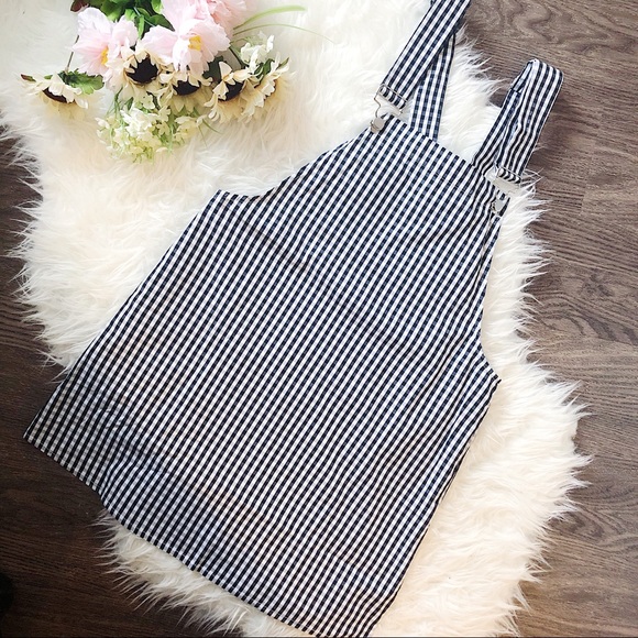 Vintage Dresses & Skirts - PLAID CHECKERED PINAFORE OVERALL DRESS NWOT
